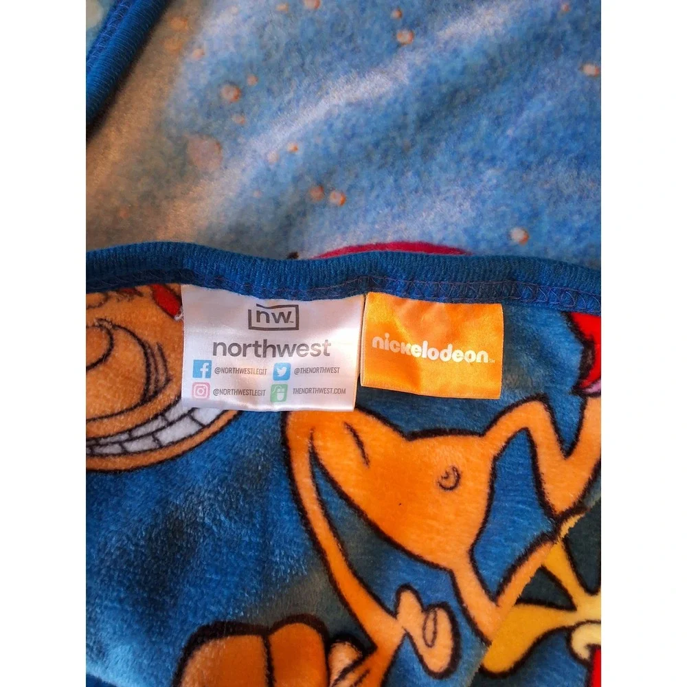 Northwest Nickelodeon Ren & Stimpy Oh Joy Fleece Throw Blanket Blue 46x60